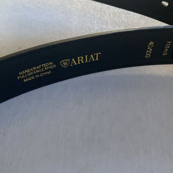 ARIAT Grip Strip Handcrafted Full Grain Leather Belt w/  Limited Edition Buckle - Picture 2 of 7